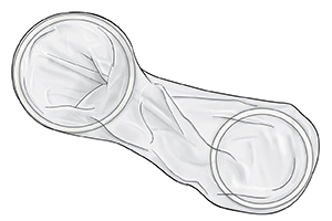 Female condom before use.